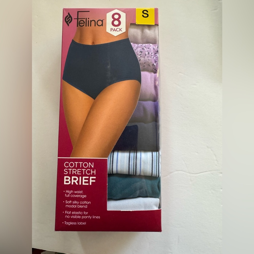 Felina Ladies Full Coverage Hi-Cut Briefs, Cotton Stretch 8-Pk, Multicol…